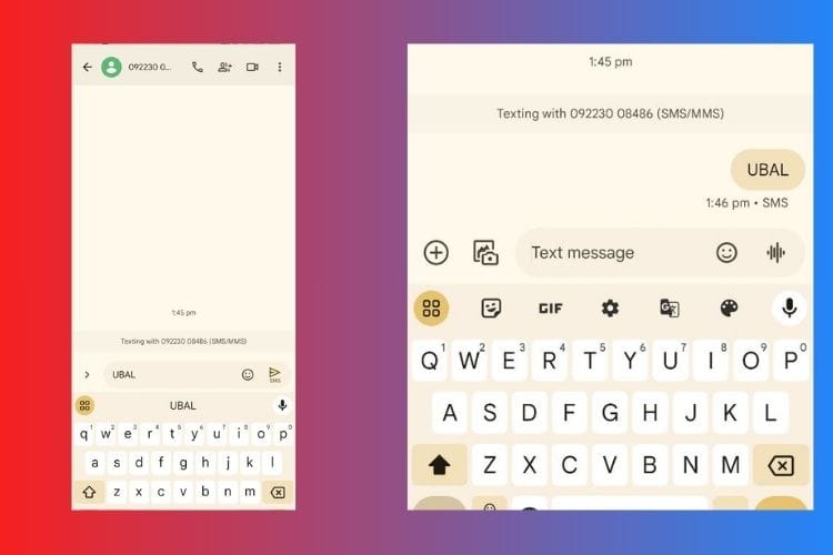 एसएमएस (SMS Banking) के जरिए यूनियन बैंक बैलेंस चेक करें