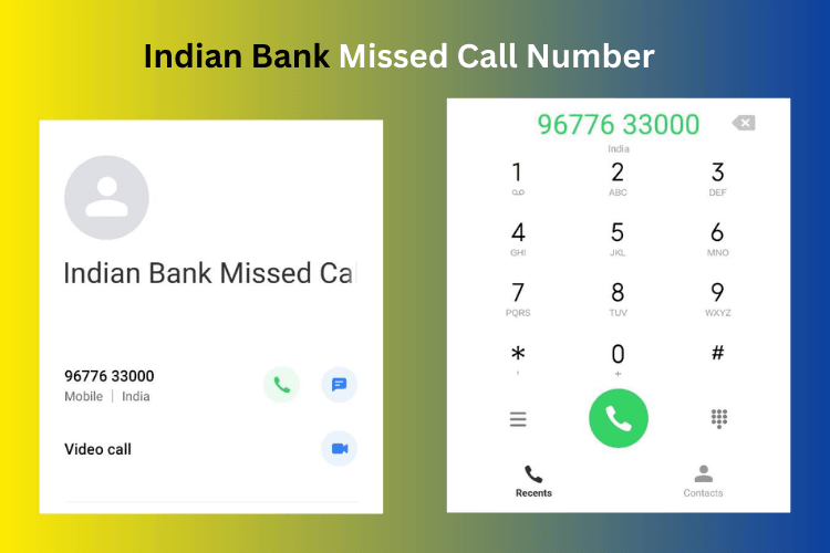 मिस्ड कॉल (Missed Call) इंडियन बैंक बैलेंस चेक नंबर 