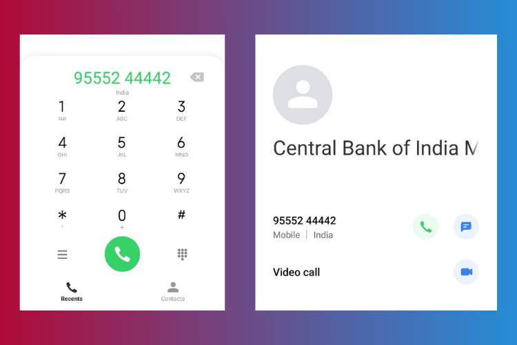 मिस्ड कॉल (Missed Call) सेंट्रल बैंक ऑफ़ इंडिया बैंक बैलेंस चेक नंबर