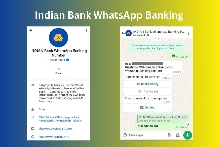 ऑनलाइन व्हाट्सएप (WhatsApp) बैंकिंग से इंडियन बैंक स्टेटमेंट चेक करें