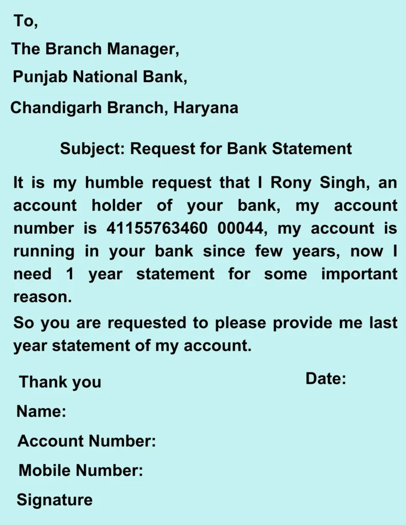 Application for PNB Bank Statement